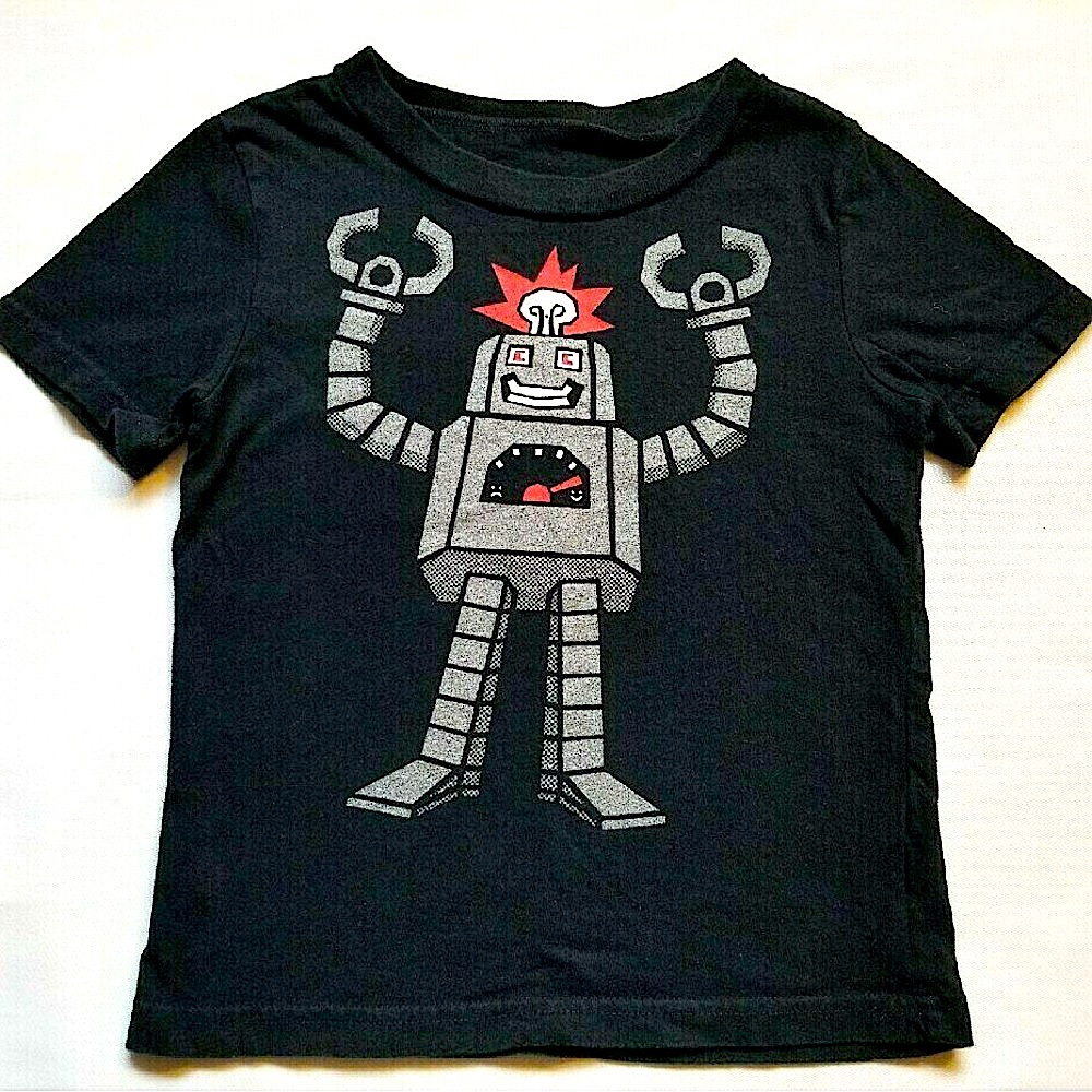 Circo Black Happy Robot T-Shirt, Toddler Size 2T.